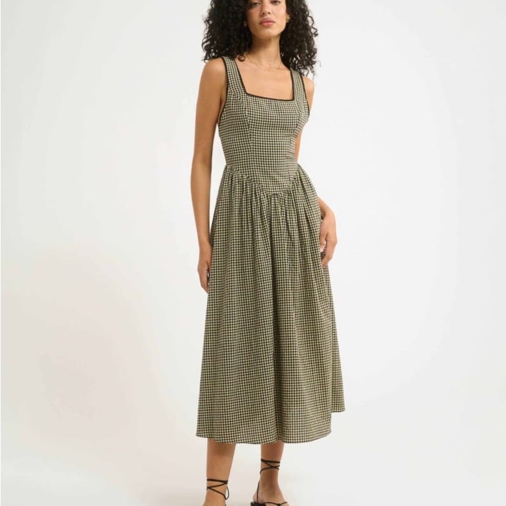Rumored Toulouse Midi Dress, black gingham size small